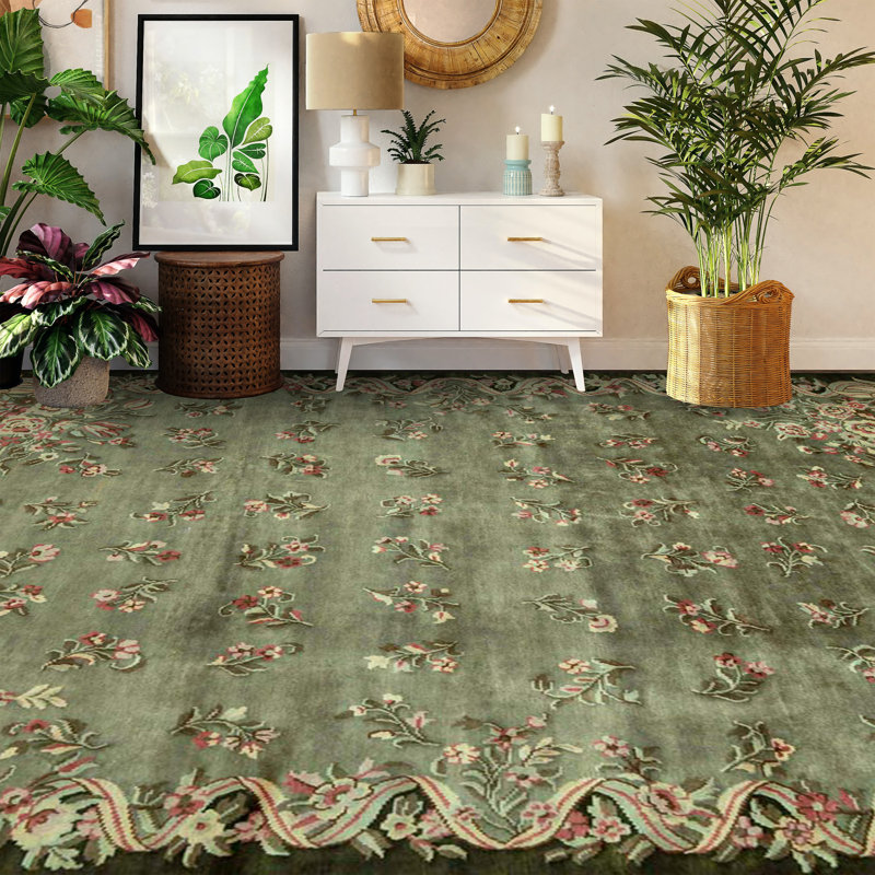 Aubusson Wool Floral Area Rug