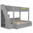 Twin over Full Bunk Bed with Storage Staircase, Trundle, Shelves & USB Charging Station, Grey-219728135