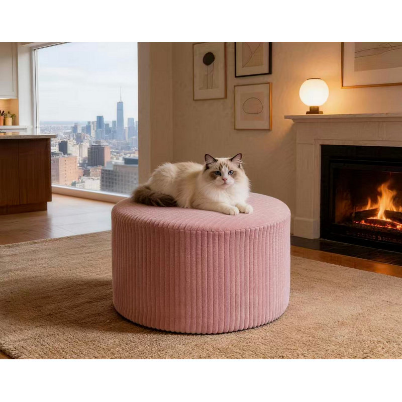 Repose-pieds plein Corduroy Upholstery, Pink