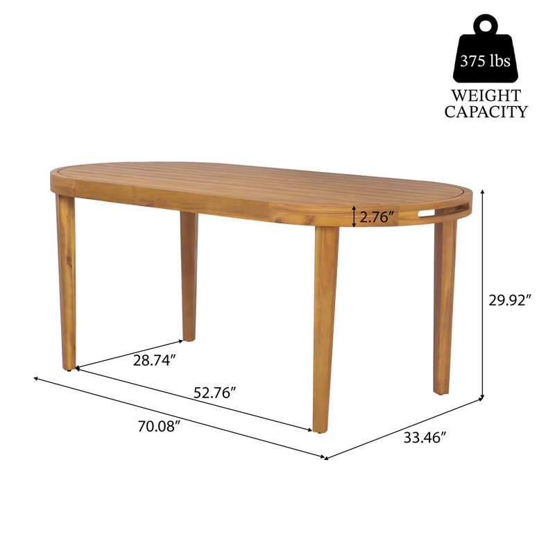 Table de salle à manger 70 po, Teak
