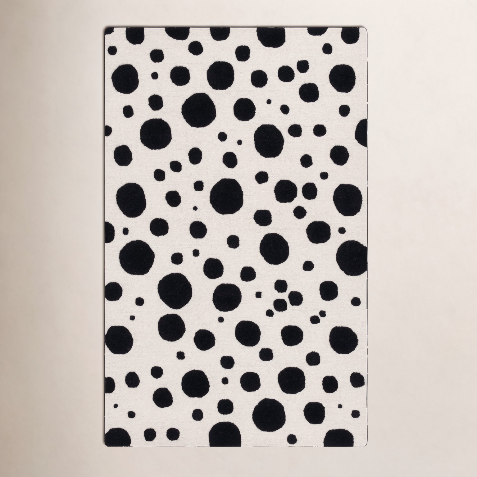Camey Ivory Black Hand-Tufted Rug, Rectangle 6' x 9'