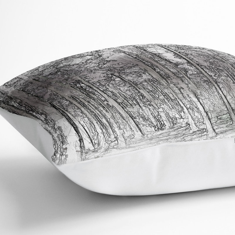 Pretty Forest Cushion with Filling, White, 55cm H x 55cm W x 20cm D