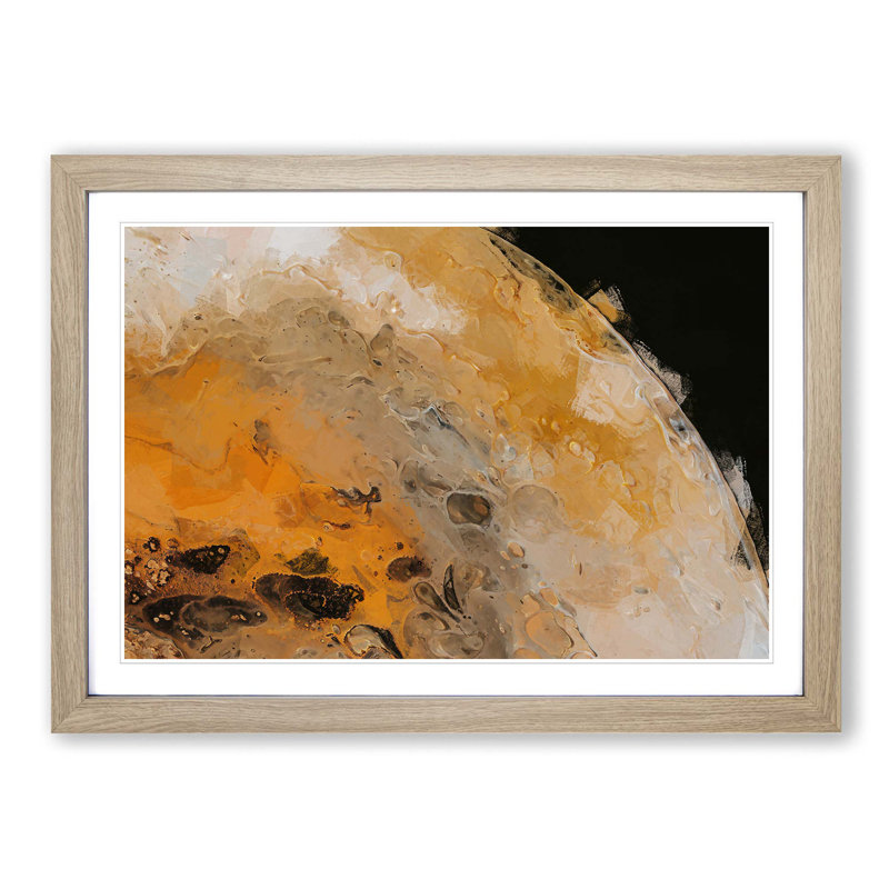 Touching Midnight in Abstract - Picture Frame Painting Print, Oak, 50cm H x 76cm W x 2cm D