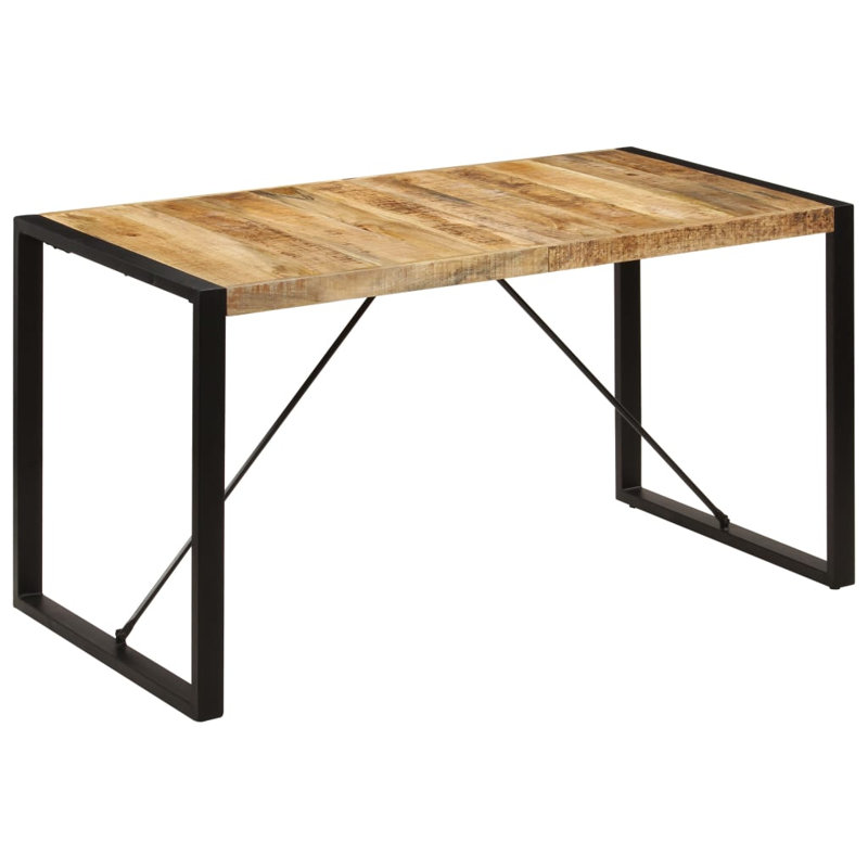 Table de salle à manger en bois de manguier massif, L 27,6 po x L 55,1 po, Argent