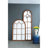 24X79" Half-Round Elongated Mirror With Decorative Window Look Classic Architecture Style Solid Fir Wood Interior Decor