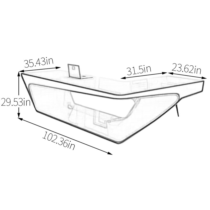 Bureau d'ordinateur Baran, H 29,53 po x l 102,36 po x P 66,93 po