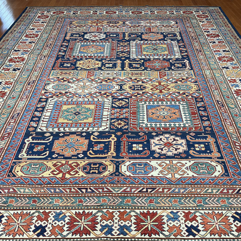 Tapis unique bleu / brun 10 pi 1 po x 13 pi 4 po