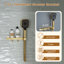 12”Ceiling Mounted Thermostatic Rainfall Shower System with 3 Body Jets and Storage Shelf-106296421