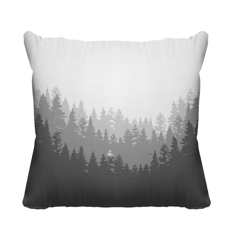 Coussin intérieur / extérieur Pine Trees Cabin, Chartreuse, 15 po x 15 po, Carré