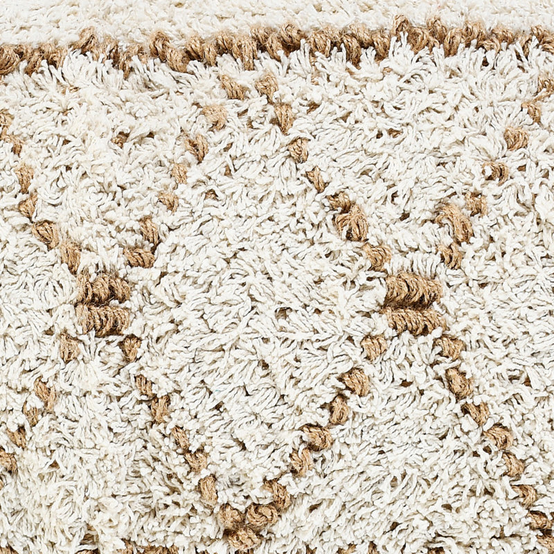 Oreiller à fermeture à glissière géométrique 100% coton 14 po x 36 po blanc et brun clair