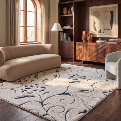 Tapis d'intérieur à motif floral à poils longs Florida