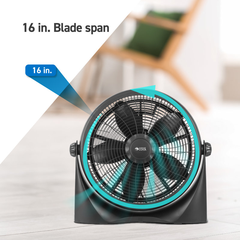 Commercial Cool Black High Velocity 16" Floor Fan with Adjustable Tilt