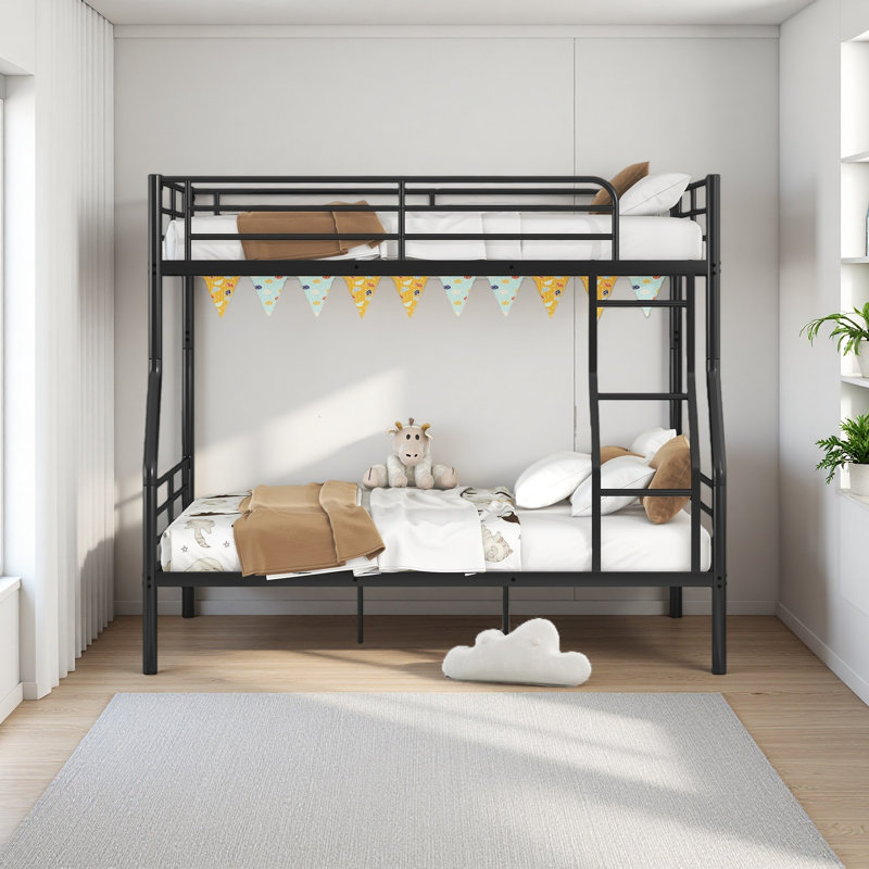 Full XL Over Queen Metal Bunk Bed, Black