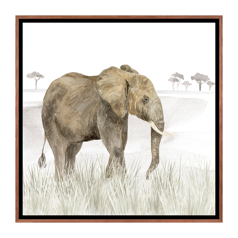 Serengeti Elephant Square by Tara Reed - Print, Brown Framed Canvas, No Mat, 37" H x 37" W x 1.5" D