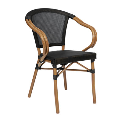 Chiles All-Weather Commercial Paris Chair with Arms and Metal Frame