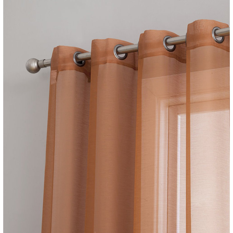 Carmille Semi-Sheer Grommet Curtain Panels, 54" W x 84" L, Rust
