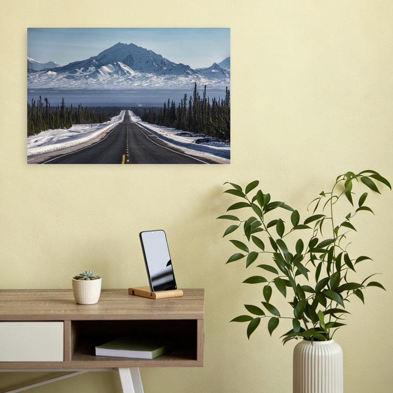 «Alaskan Road Abstract Contemporary Forest Landscape», reproduction d'art murale, 12" H x 18" W