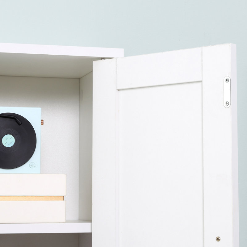 Armoire de salle de bain blanche à porte miroir - Tablettes réglables à trois niveaux pour les petites salles de bain et salles d'eau