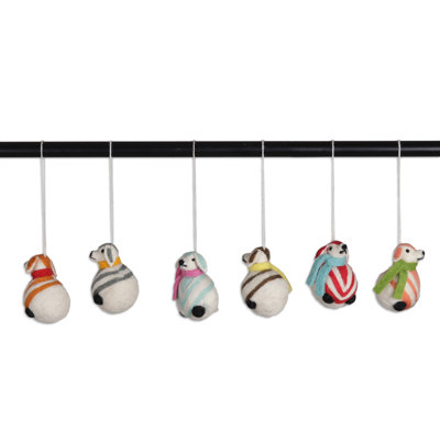 Dakota Fields Handmade Bauble Dogs Wool Felt Ornaments (Set Of 6)