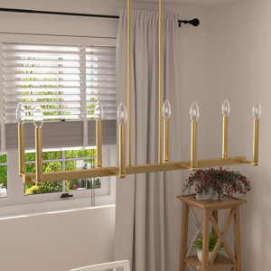 Marbleton 8 - Light Steel Dimmable Linear Chandelier