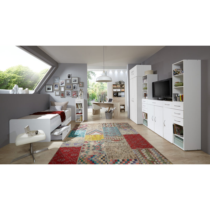 Priscille 2 Door Wardrobe, White, 185cm H x 80cm W x 54cm D