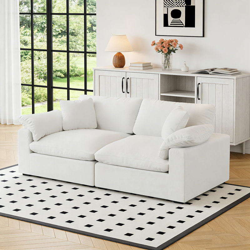 Rawls Upholstered Sofa, Cloud Sofa Modular Sectional Sofa Midular Couch for Living Room Office Apartment, White
