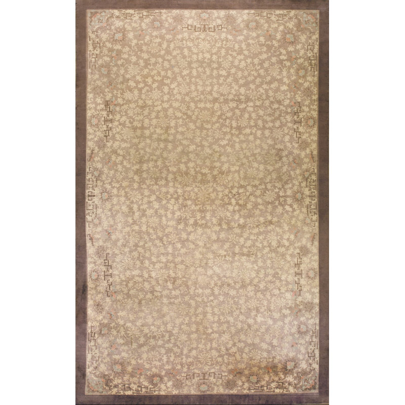 Tapis à poil long antique en laine mauve / mauve lavande