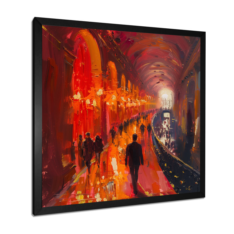 Décoration de rideau orange rouge, opéra I - décor de maisons d'opéra, Toile encadrée noire simple