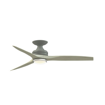 Spitfire DC 54 inch Flush Indoor/Outdoor Smart Ceiling Fan with LED CCT Select Double-Walled Marine Light Kit - Antique Graphite with Light Oak Blades
