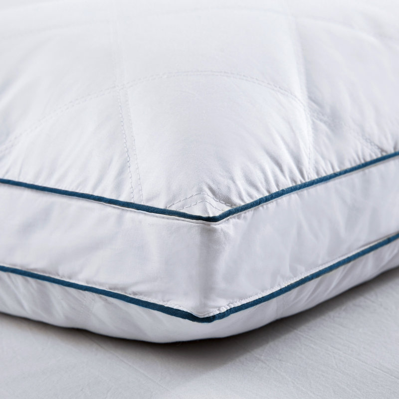 Quilted Goose Feather & Down Pillows (Set of 2) – Medium Firm Bed Pillows with Breathable 100% Cotton Shell, Gusseted Design for Side & Back Sleepers Standard