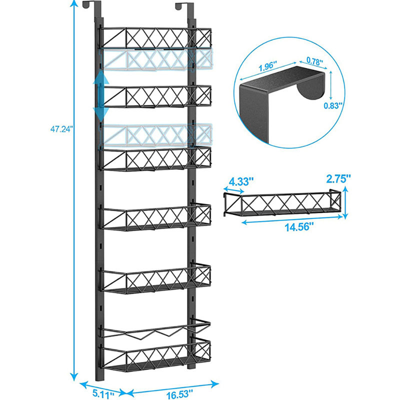 1 Set Carbon Steel Door-mounted Storage Rack, No Drilling Required, Creative Multi-layer Storage Baskets For Bedroom And Dormitory Door
