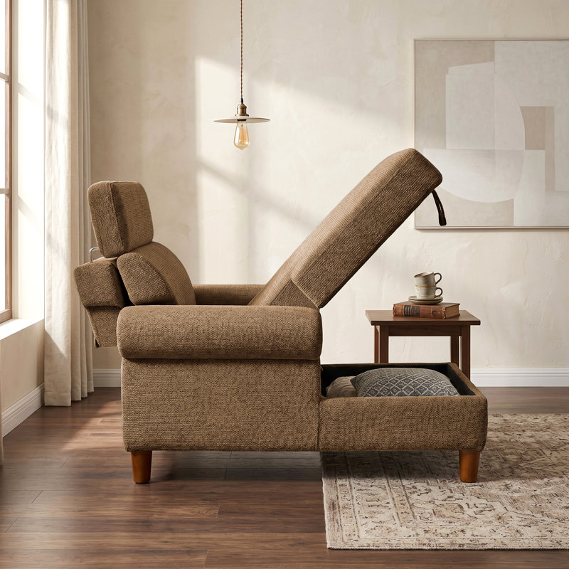 Upholstered Chaise Lounge, Dark Brown