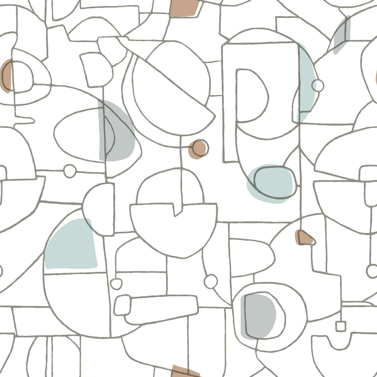 Callie Mid-Century Peel & Stick Geometric Wallpaper, Blue/Brown