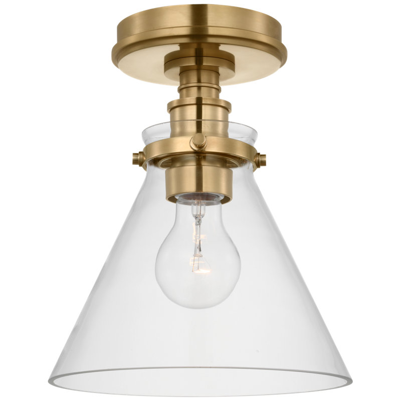 Parkington 1 - Light Flush Mount, Antique-Burnished Brass, Clear