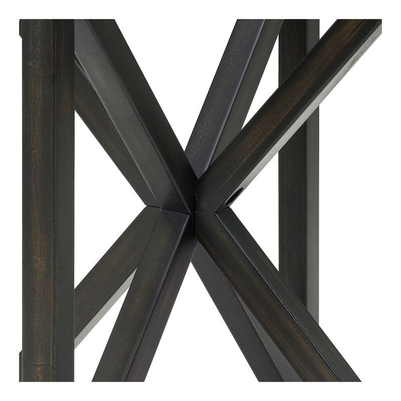 Table basse moderne simple en verre, table basse en verre trempé et base en bois massif, Noir