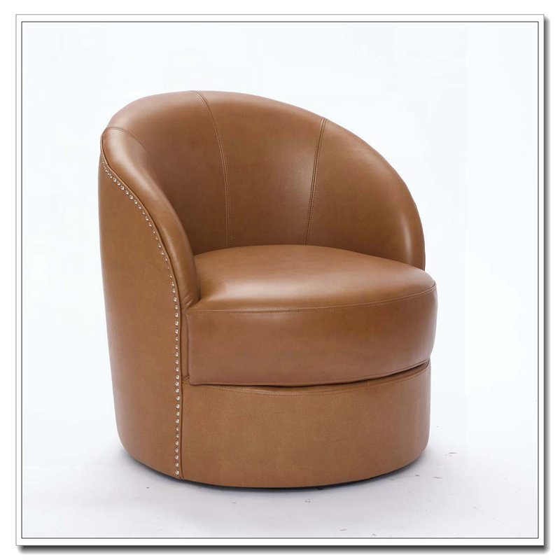 Fauteuil d'appoint pivotant en cuir, Marron clair