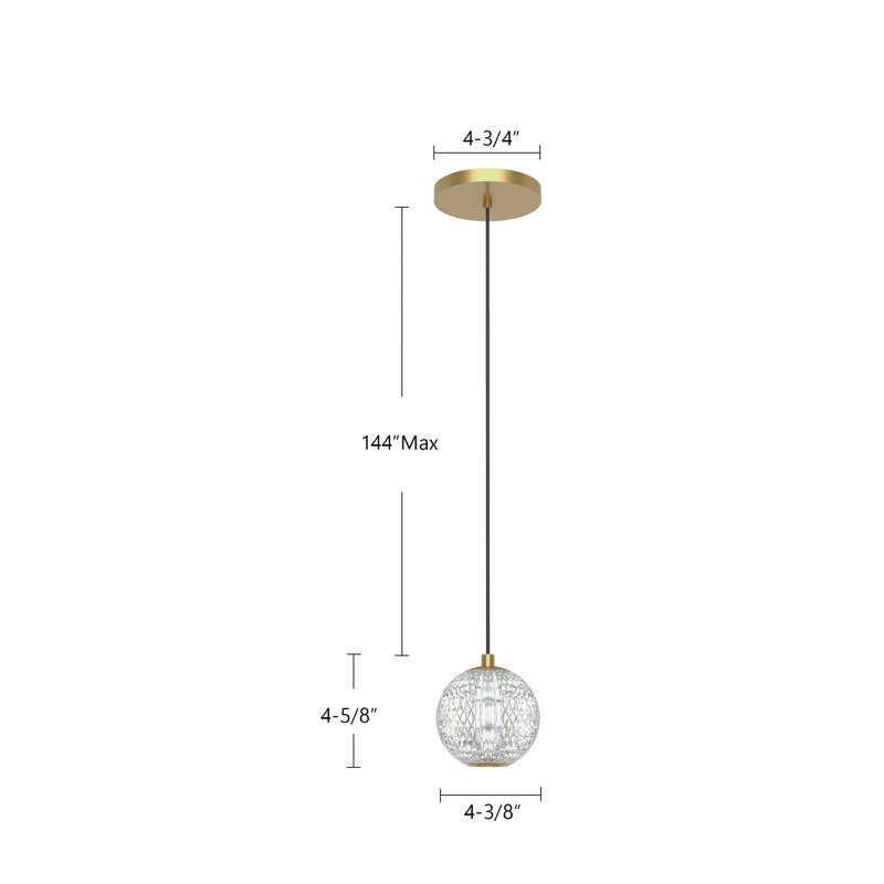 Marni 1 - Light LED Pendant, Natural Brass