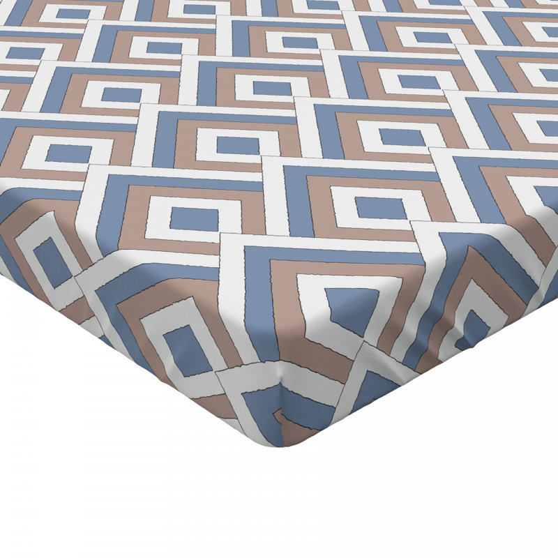 Microfiber Geometric Fitted Sheet, Queen Fitted Sheet