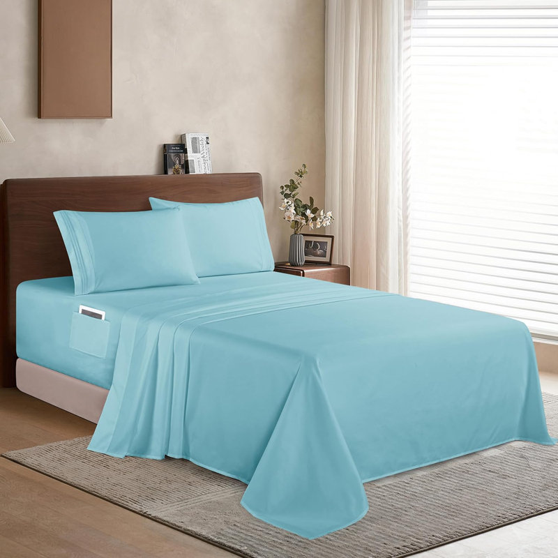 Elegant Comfort Luxury 1500 Premium Hotel Quality Microfiber 4-Piece Sheet Set - Soft, All Around Elastic 18-24 Inches Deep Fitted Sheet - Extra Deep Pocket Sheets