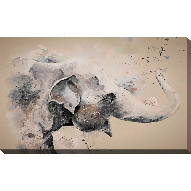 «Sandstone Elephant», reproduction de peinture à l'aquarelle, H 28 po x l 48 po x P 1,5 po, Toile tendue