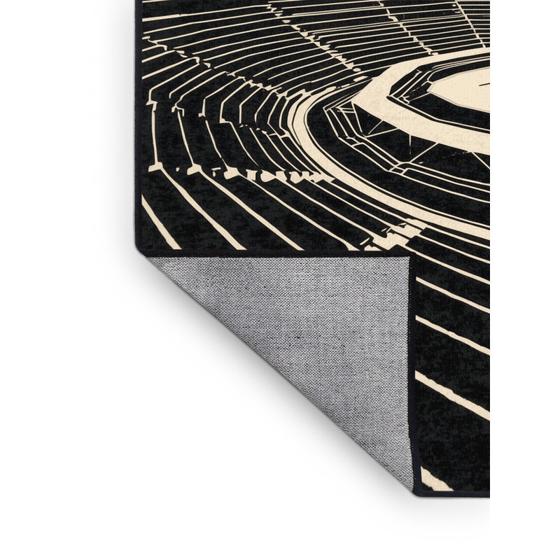 Machine Washable Oweda Esports Arena Modern & Contemporary Geometric Rug in Black – Black Binding, 7x10