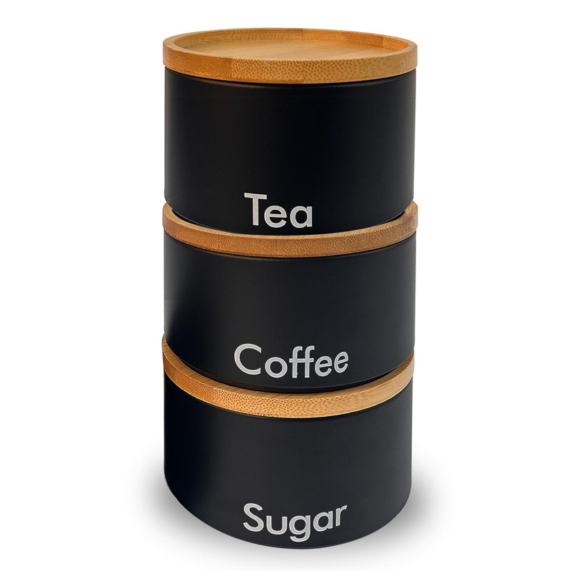MantraRaj 3 PCS Jar Tea Coffee Sugar Canister Set Kitchen Canister Set Kitchen Food Storage Tin