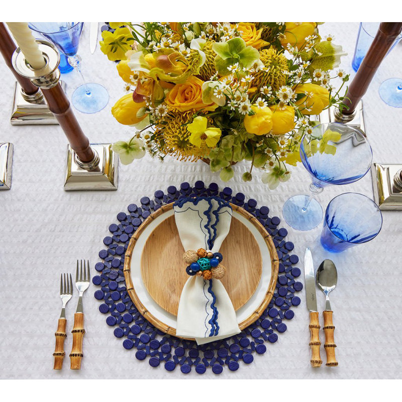 Round Bamboo Placemat, Navy