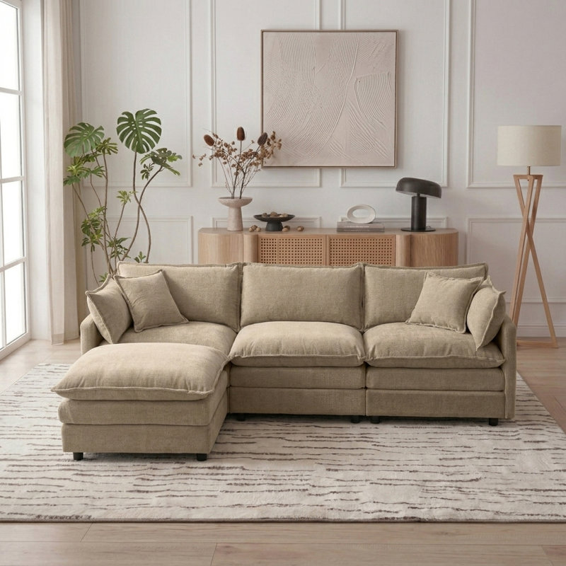 Canapé rembourré de 105 pouces à 3 places avec repose-pieds pour maison moderne