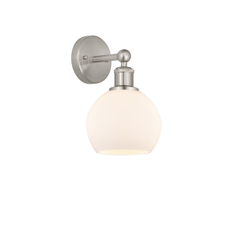 Applique murale à bras en acier 1 lumière Cheboygan, Blanc mat, Nickel satiné brossé