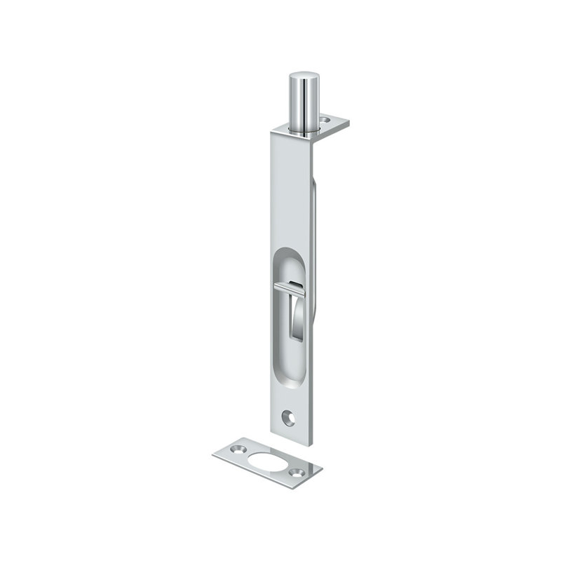 Boulon affleurant 6 po Deltana 6FBS26; robuste; carré; finition chrome brillant, Bright Chrome