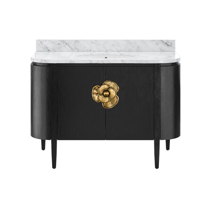 Briallen White 48" Vanity with Undermount Sink, Caviar Black