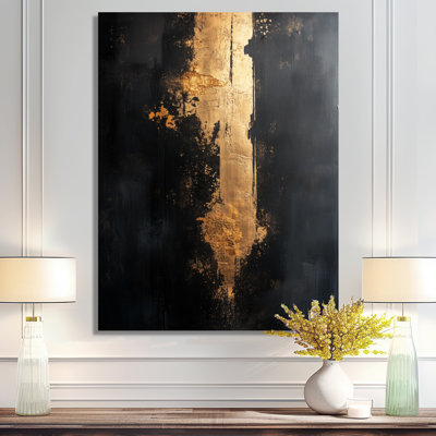 Gold Rising Through Black II - Glam Abstract Framed Canvas Art