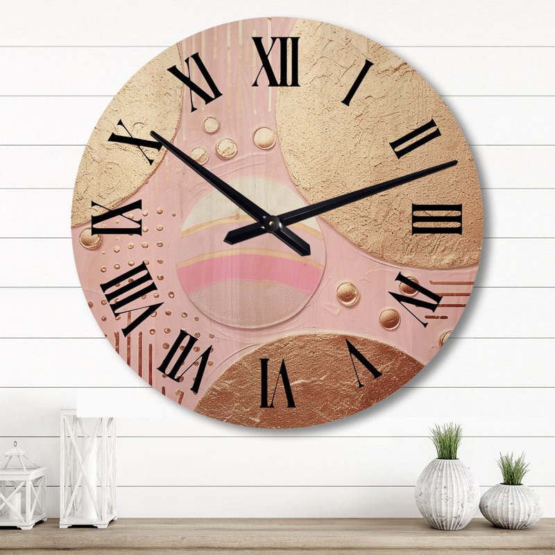 Horloge murale en bois doré Golden Moon, Grand