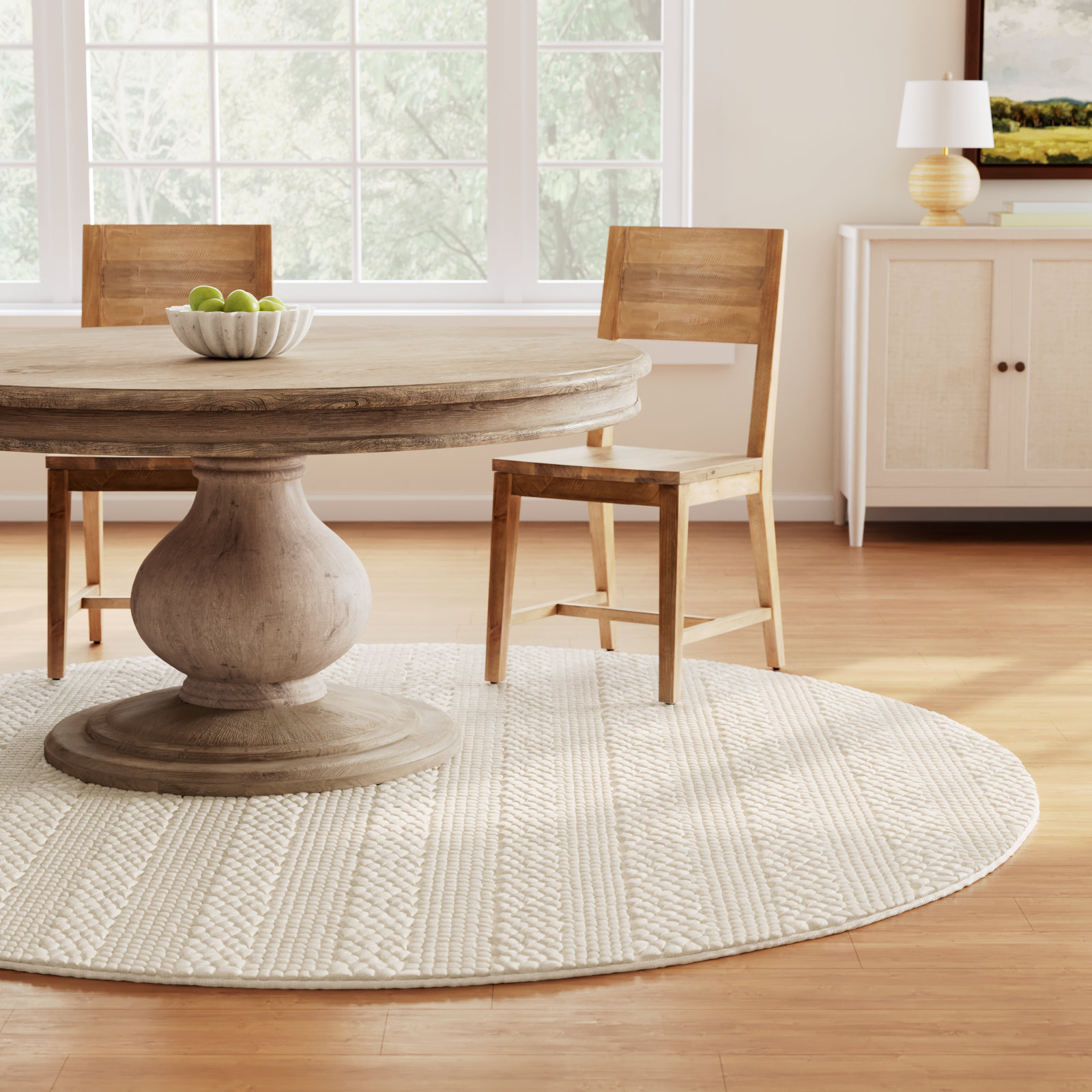 Stanwick Bleached Hand-Woven Jute Rug, Round 8'